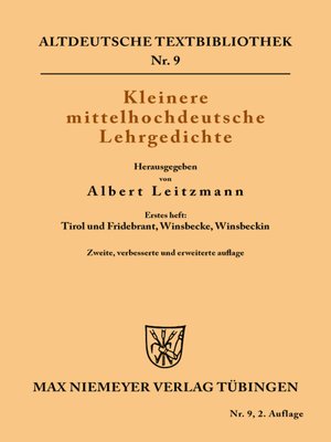 cover image of Kleinere mittelhochdeutsche Lehrgedichte